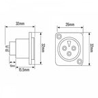 3 Pin XLR Female Chassis Socket Black Twin Pack