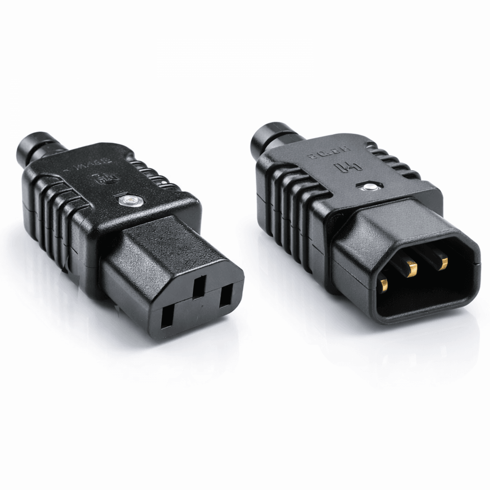 Heavy Duty In-line IEC Male and Female Rewireable Plugs