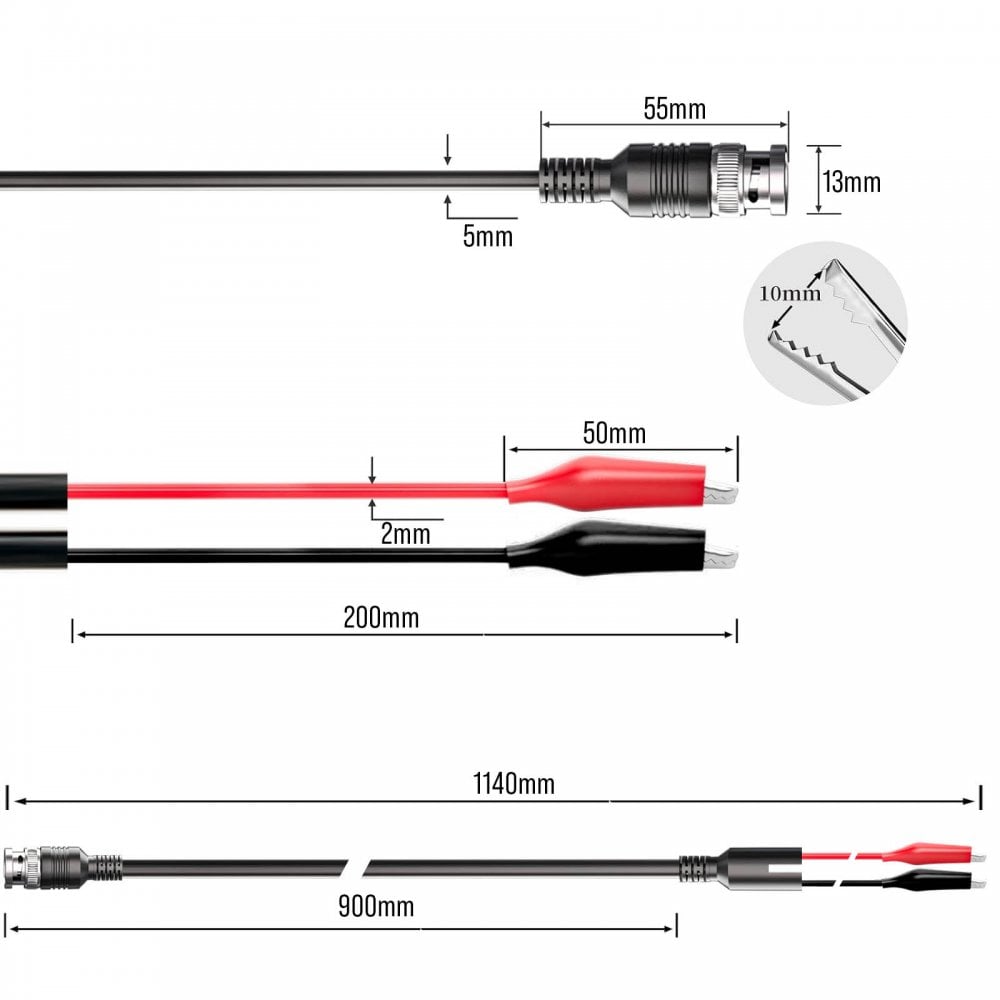 50 Ohms BNC to Red and Black Crocodile Clip Lead