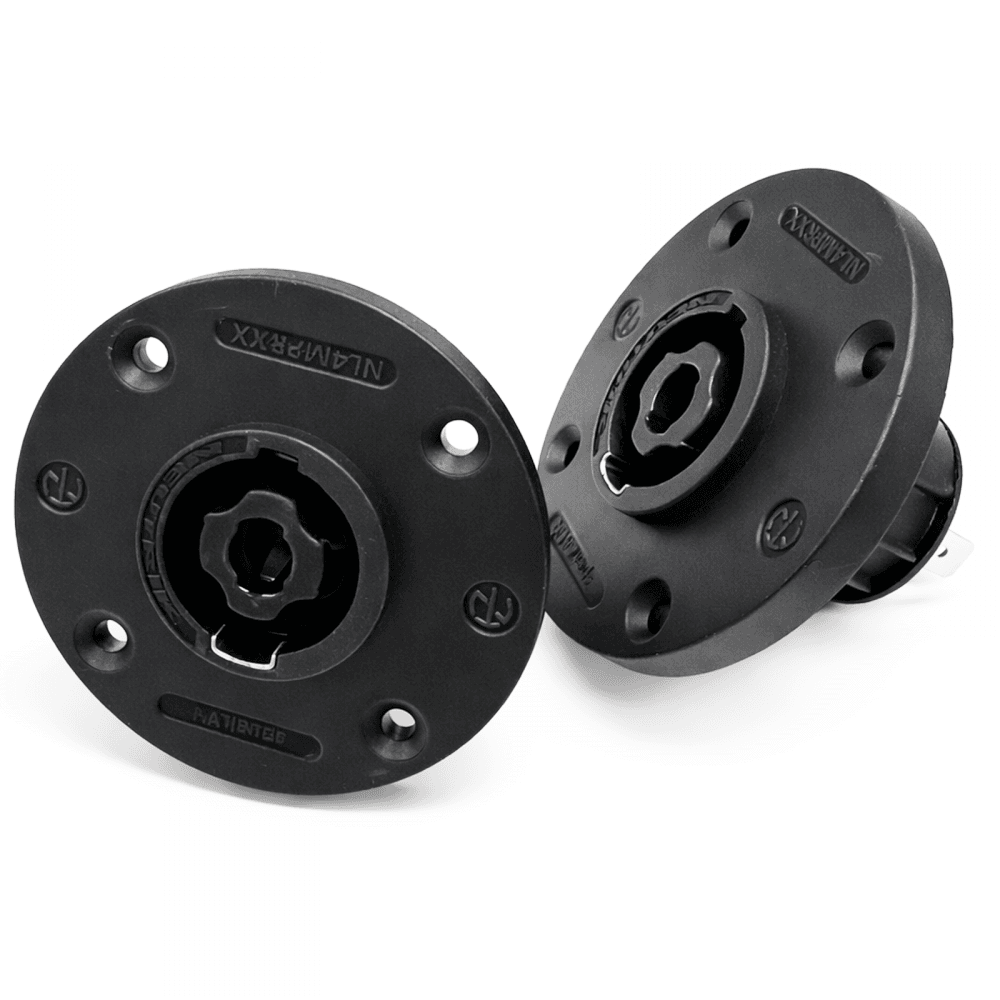 Pair of 4 Pole Chassis Connector Black Round G-Size Flange NL4MPRXX