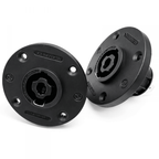Pair of 4 Pole Chassis Connector Black Round G-Size Flange NL4MPRXX