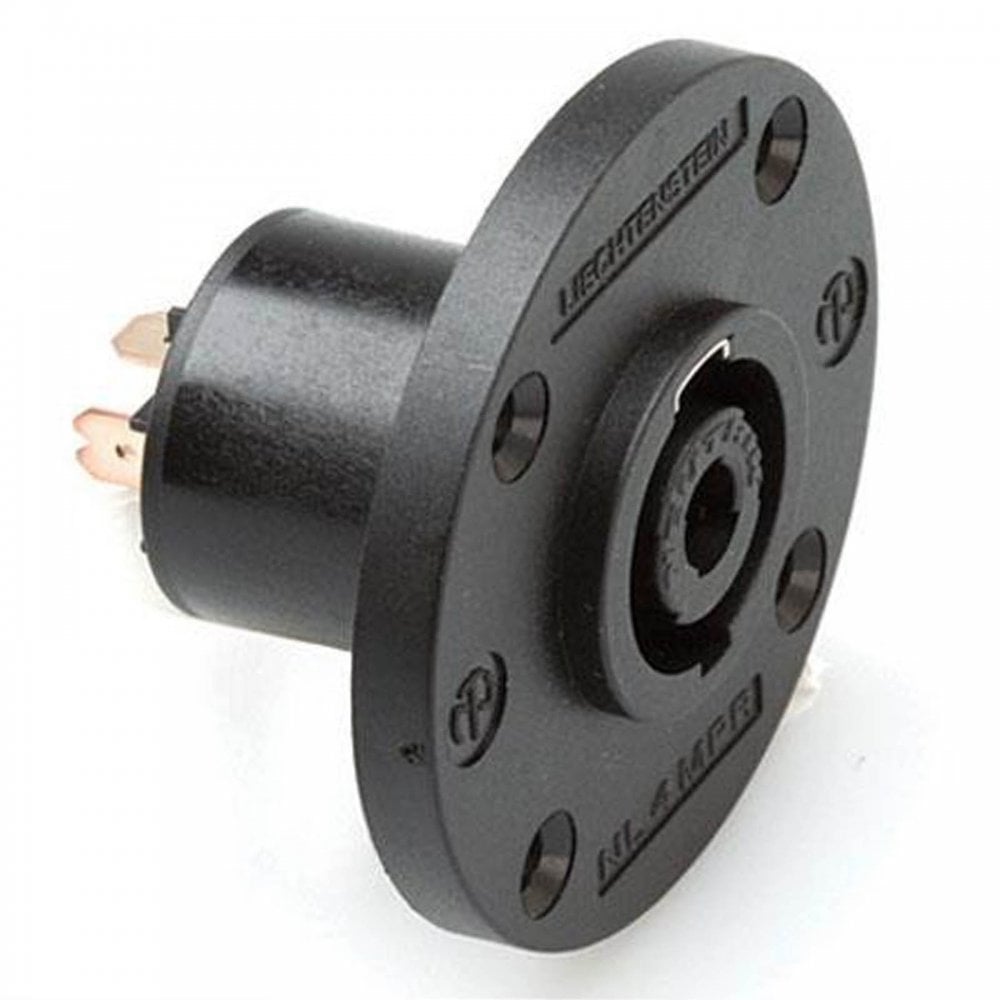 Pair of 4 Pole Chassis Connector Black Round G-Size Flange NL4MPRXX