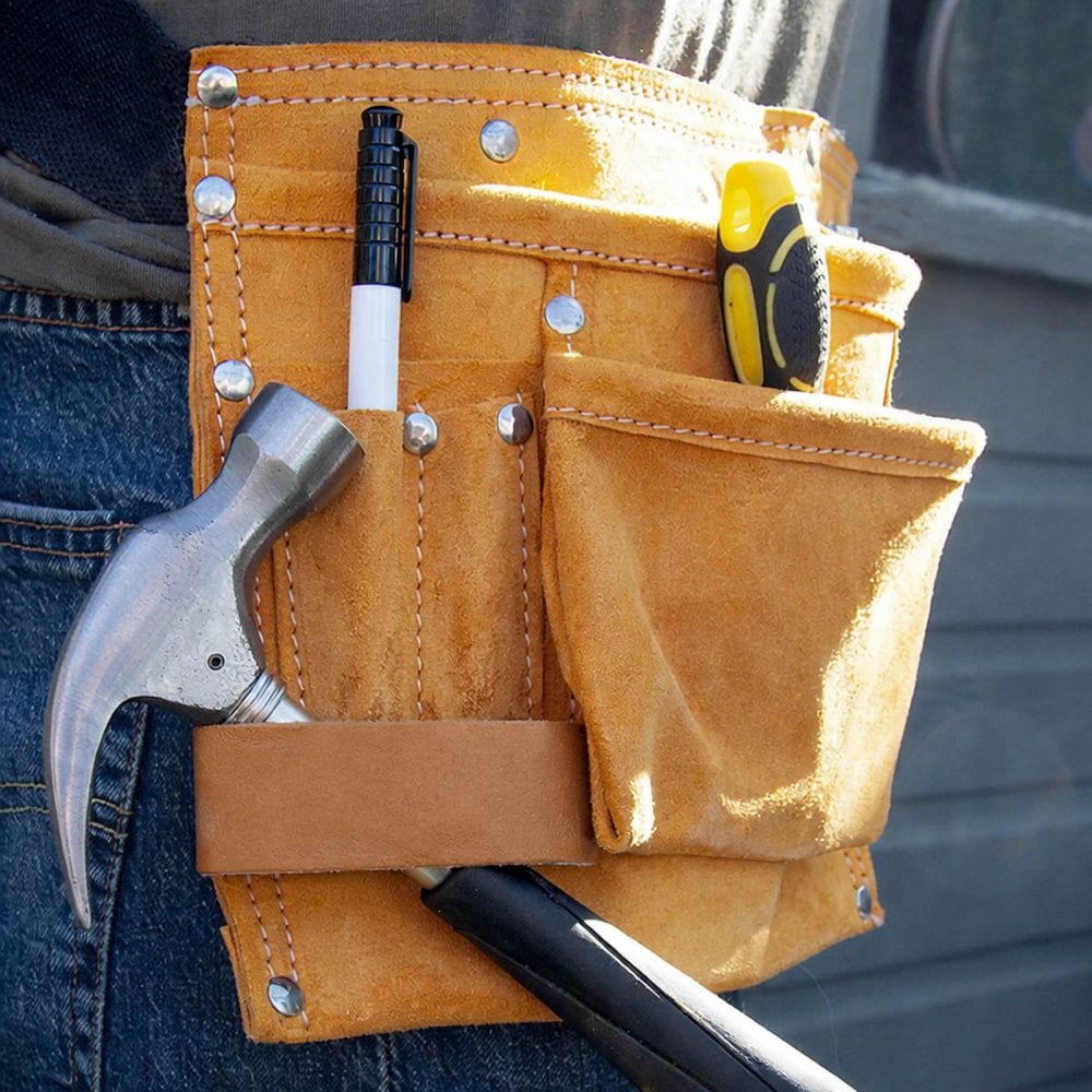 Multi Purpose Suede Double Stitched Leather Tool Belt Pouch