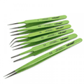 6 x Stainless Steel Epoxy Coated Tweezers