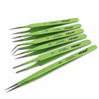 6 x Stainless Steel Epoxy Coated Tweezers