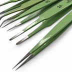 6 x Stainless Steel Epoxy Coated Tweezers