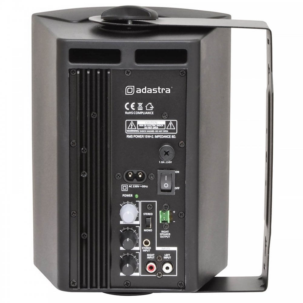 Active Stereo Speakers Black 2x 30W Wall Mountable