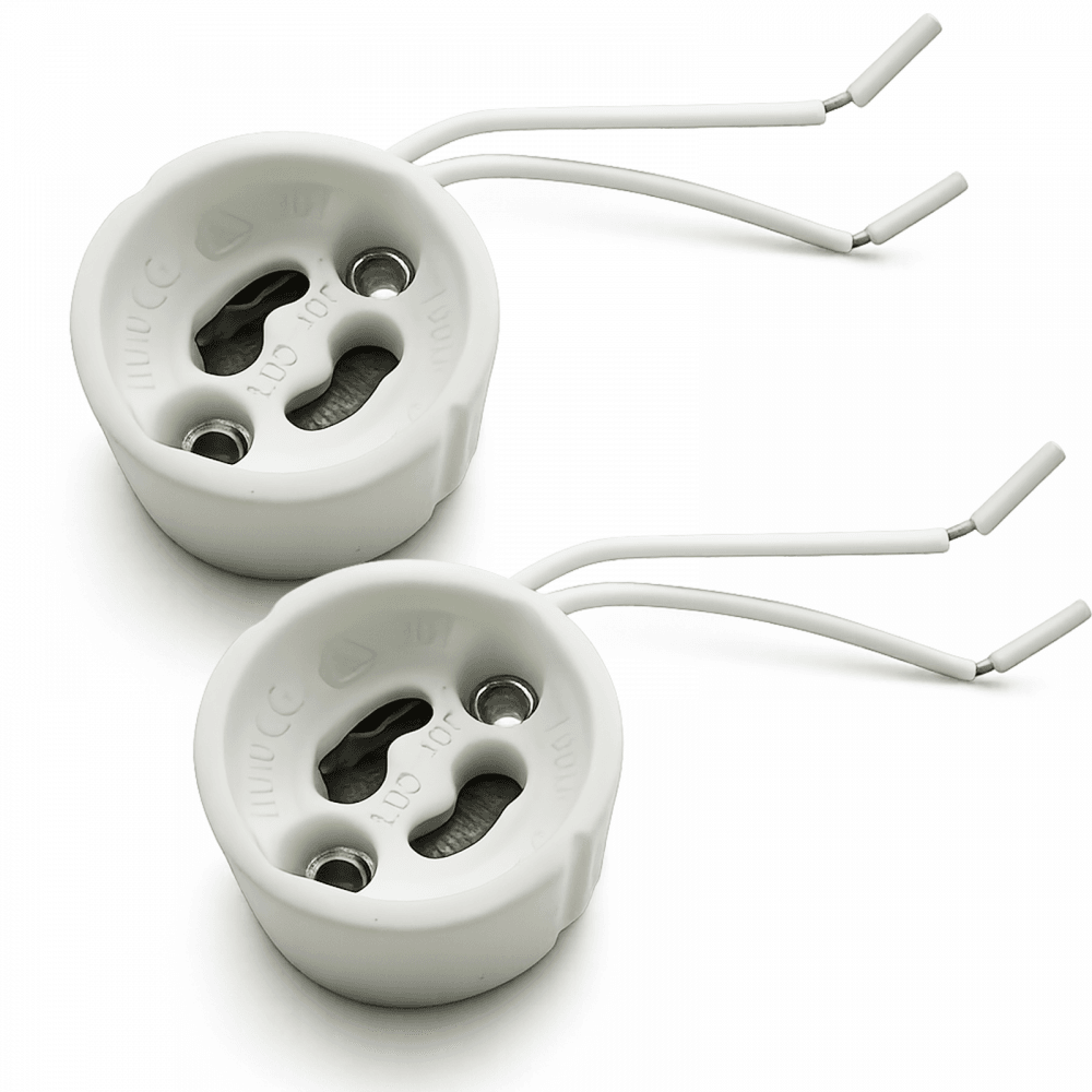 Pair of GU10 Ceramic Lamp Holders 90mm Fly