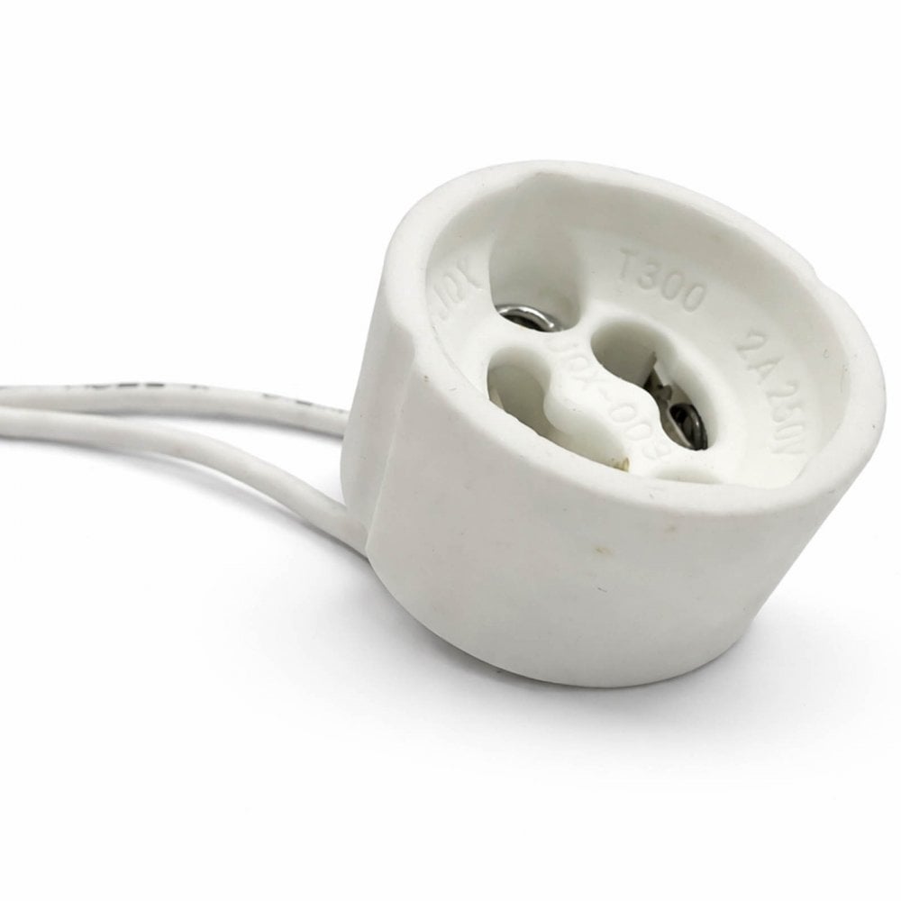Pair of GU10 Ceramic Lamp Holders 90mm Fly
