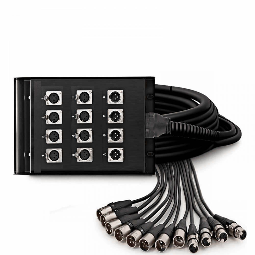 Stage Snake 12-Way 8/4 Stagebox Box XLR Multicore 15m 30m