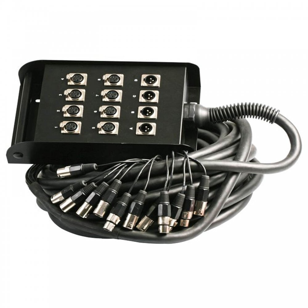 Stage Snake 12-Way 8/4 Stagebox Box XLR Multicore 15m 30m