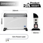 2Kw Convector Heater With 3 Heat Settings and Timer