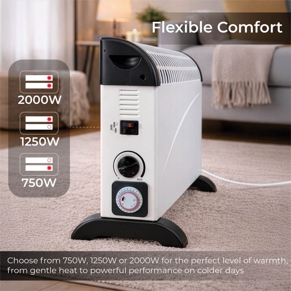 2Kw Convector Heater With 3 Heat Settings and Timer