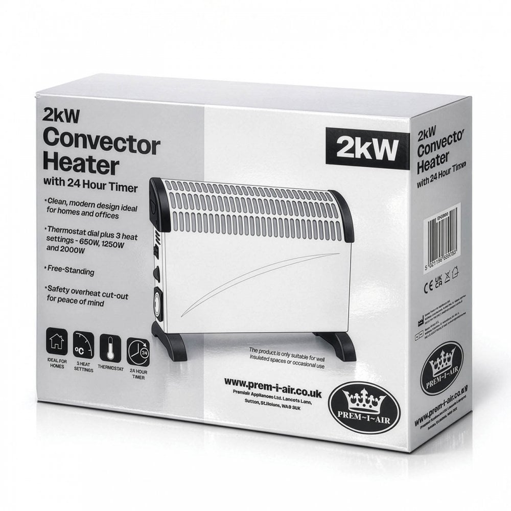 2Kw Convector Heater With 3 Heat Settings and Timer