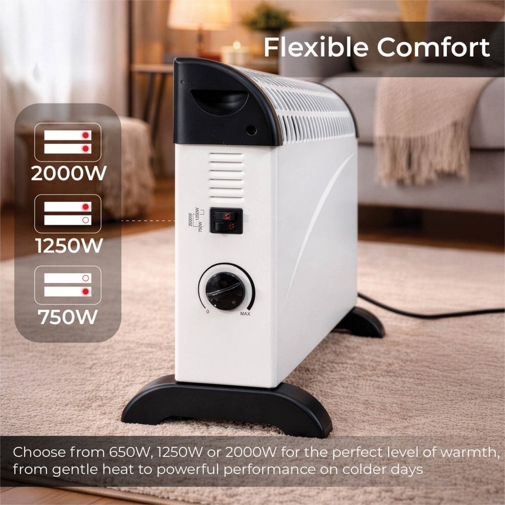 2kW Convector Heater with 3 Heat Settings and Thermostat
