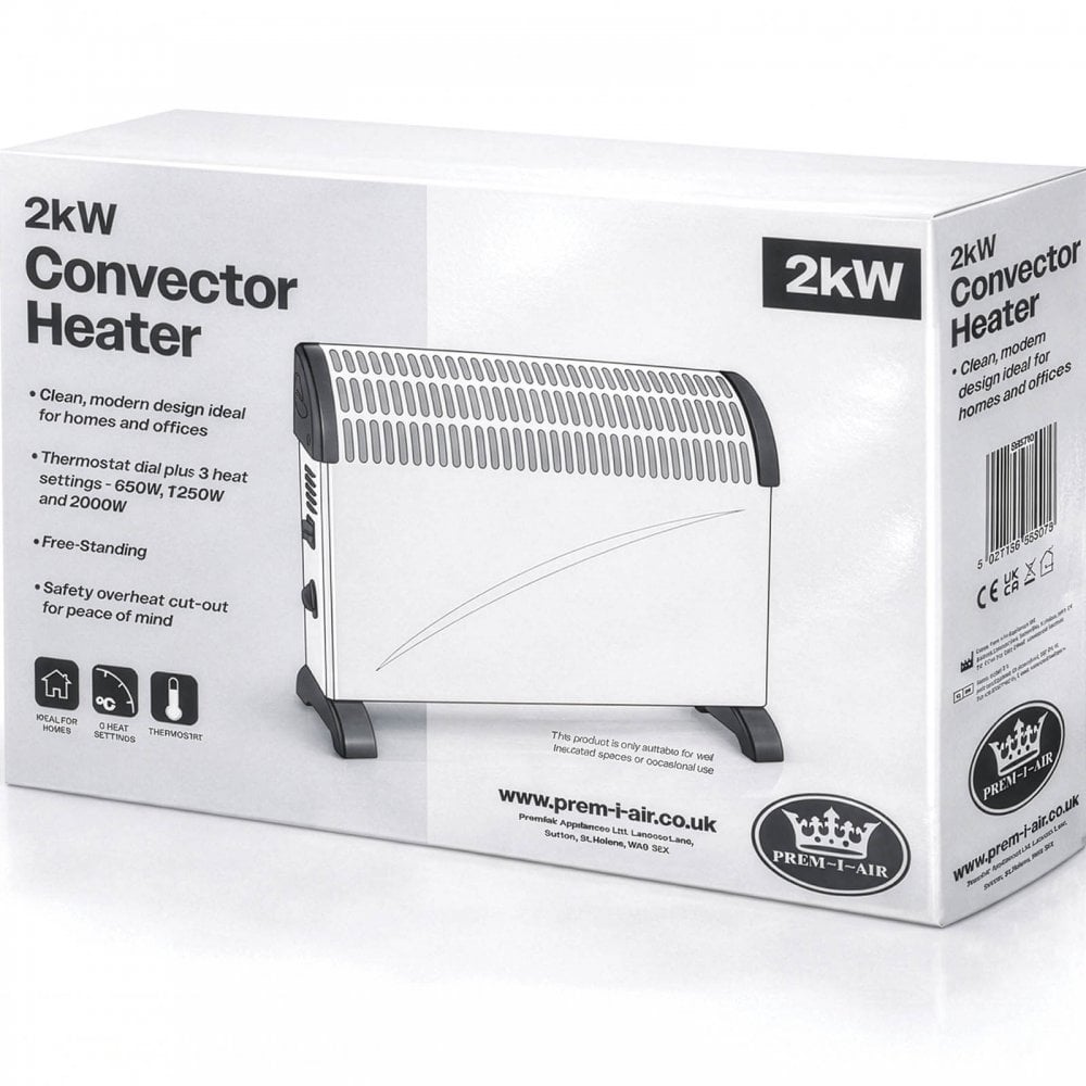 2kW Convector Heater with 3 Heat Settings and Thermostat