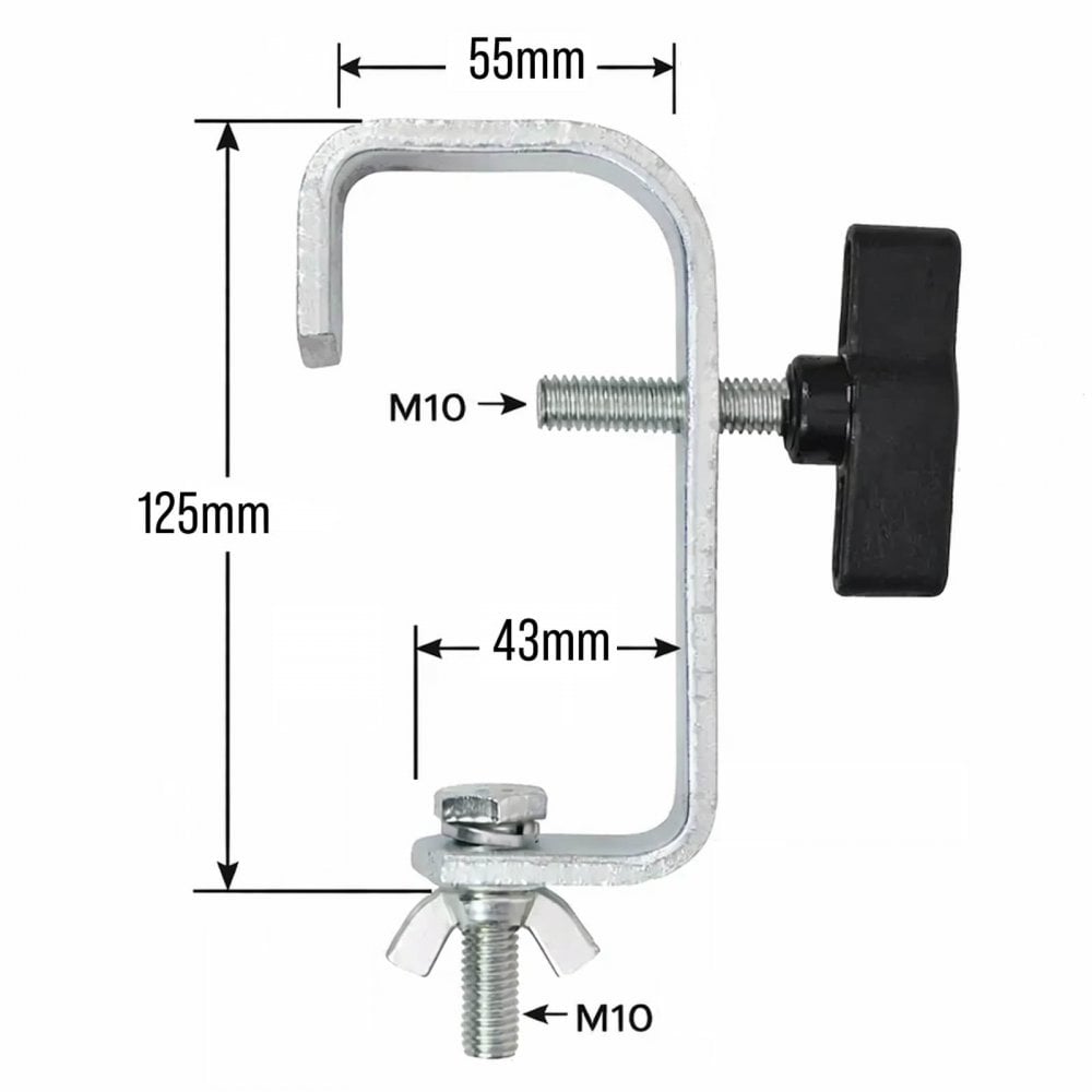 2pc 50mm Steel G Clamp for Hanging Lighting Effects Silver