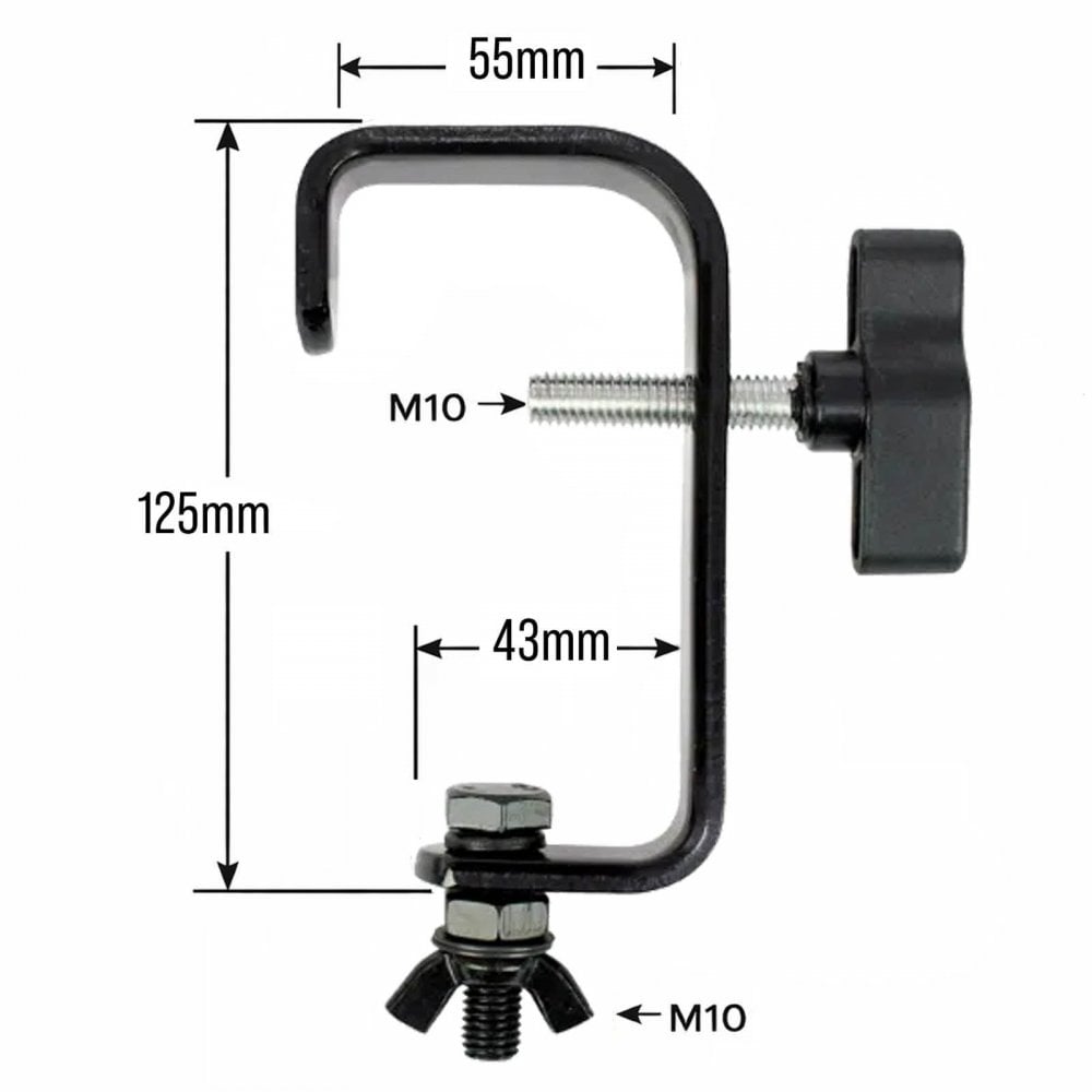 4pc 50mm Steel G Clamp for Hanging Lighting Effects Black