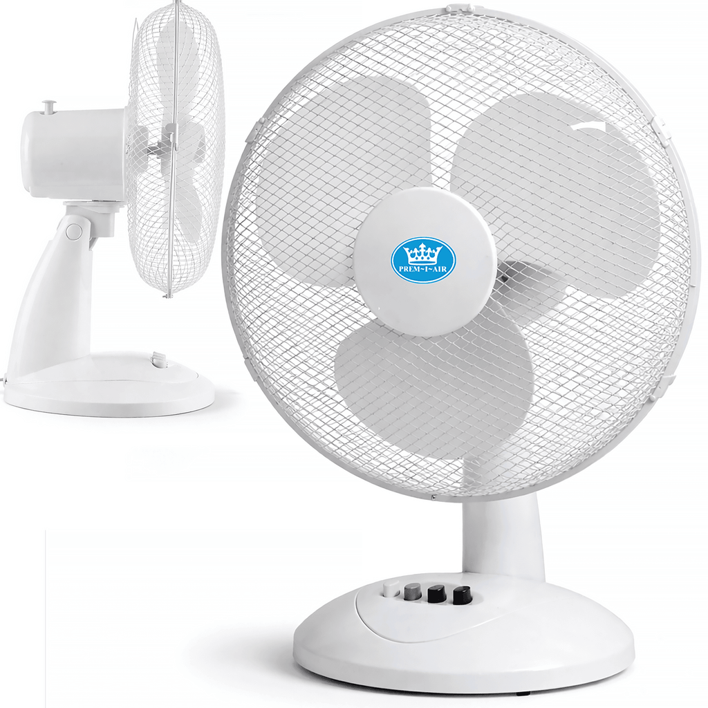 White Desk Fan 16 Inch 3 Speed Oscillating Tabletop PAIR