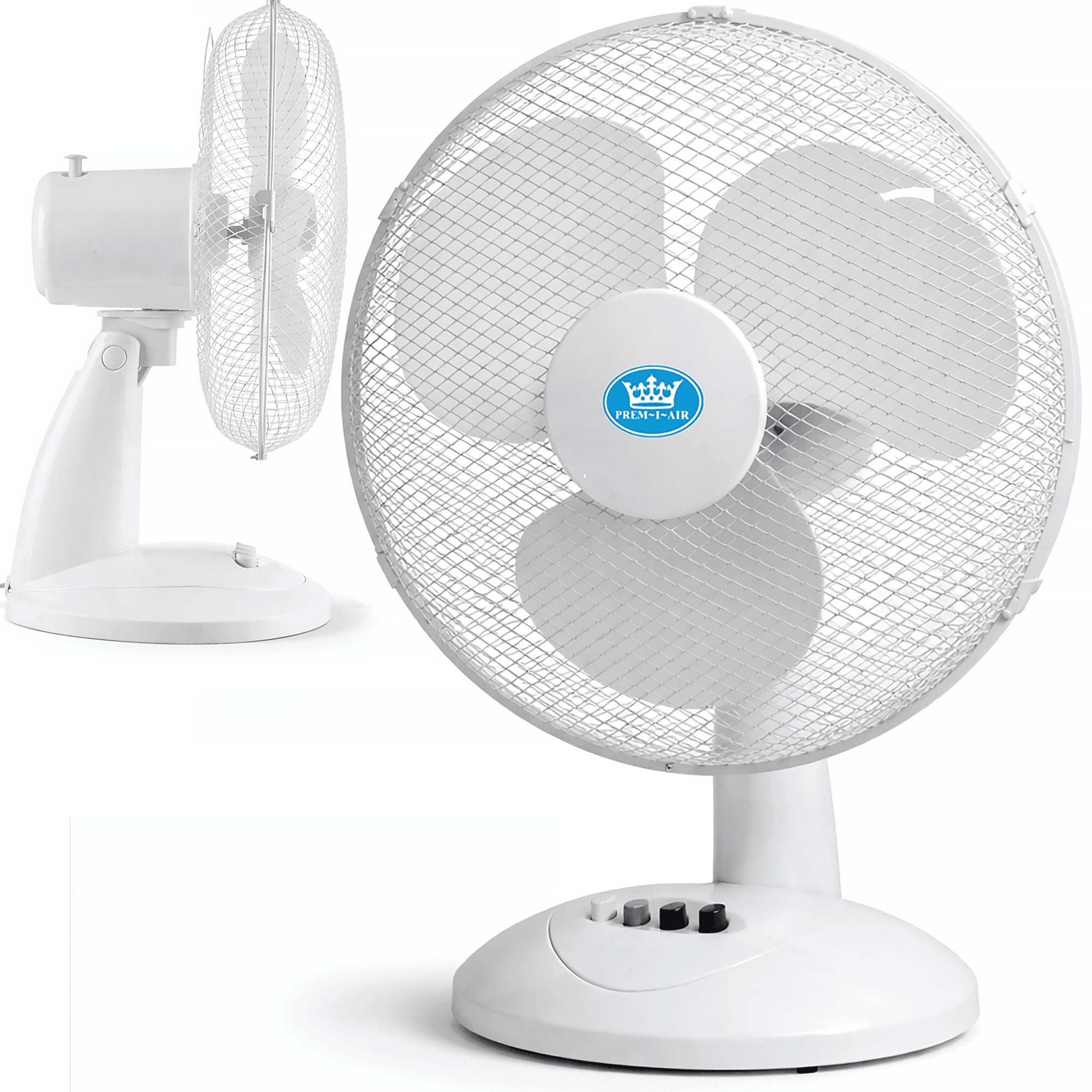 White Desk Fan 16 Inch 3 Speed Oscillating Tabletop PAIR