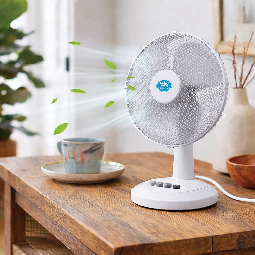 White Desk Fan 16 Inch 3 Speed Oscillating Tabletop PAIR