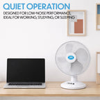 White Desk Fan 16 Inch 3 Speed Oscillating Tabletop PAIR