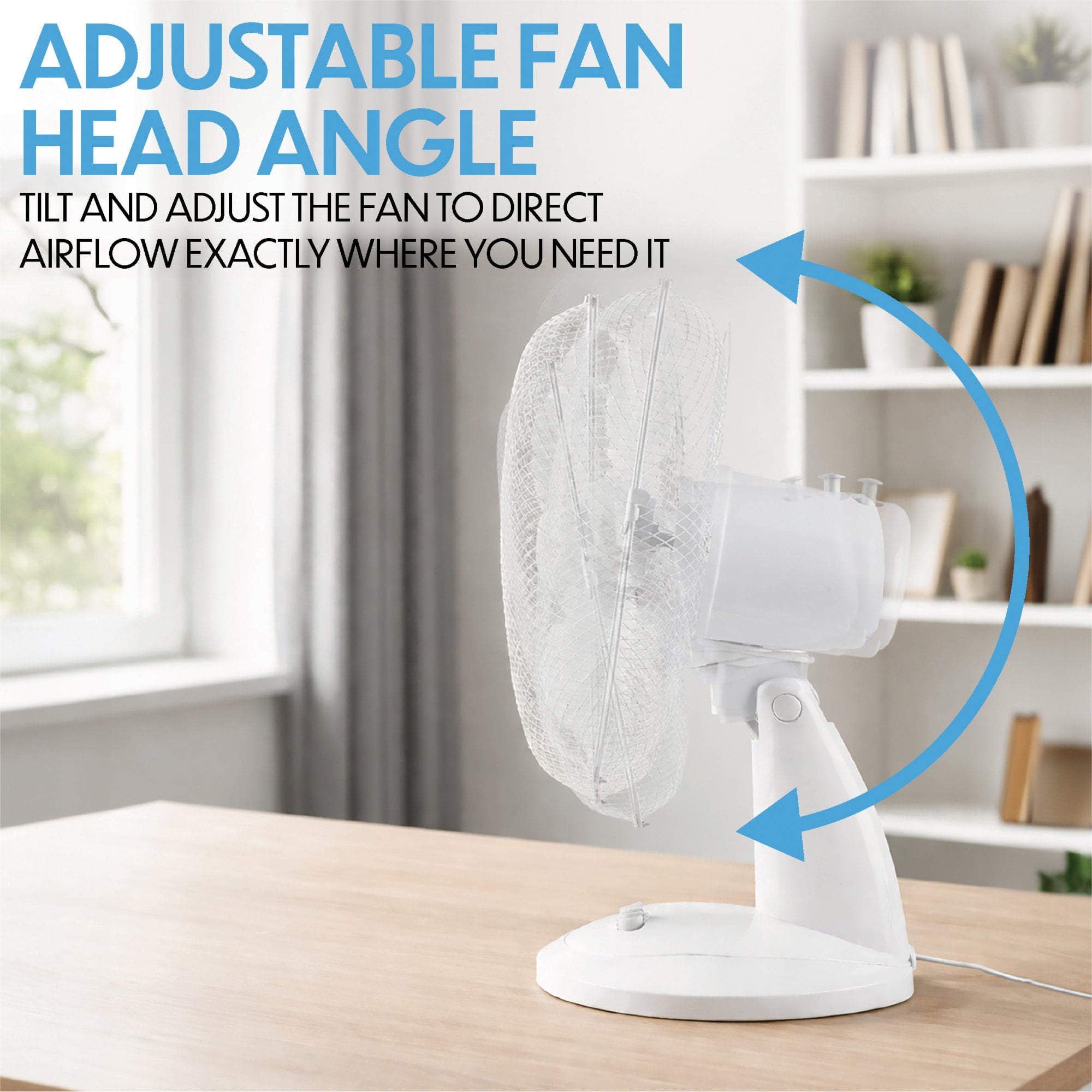 White Desk Fan 16 Inch 3 Speed Oscillating Tabletop PAIR