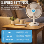 White Desk Fan 16 Inch 3 Speed Oscillating Tabletop PAIR