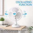White Desk Fan 16 Inch 3 Speed Oscillating Tabletop PAIR