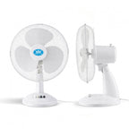 White Desk Fan 16 Inch 3 Speed Oscillating Tabletop PAIR