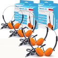 4pc Lightweight Stereo Orange Pad Headphones for Schools Tour Companies