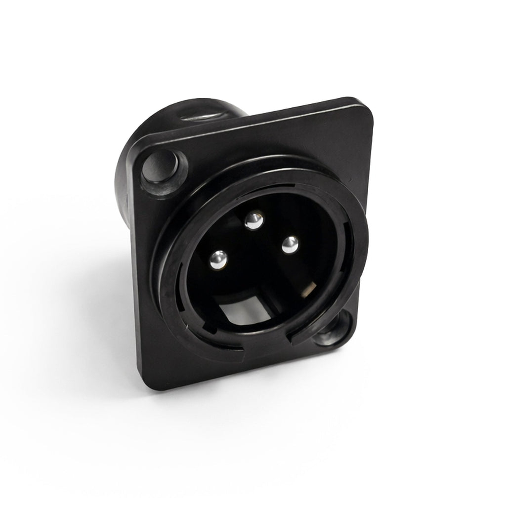 3 Pin XLR Male Chassis Socket Black Twin Pack