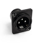 3 Pin XLR Male Chassis Socket Black Twin Pack