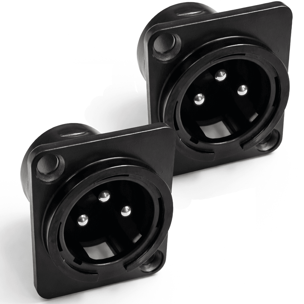 3 Pin XLR Male Chassis Socket Black Twin Pack