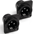 3 Pin XLR Male Chassis Socket Black Twin Pack