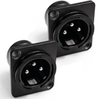 3 Pin XLR Male Chassis Socket Black Twin Pack