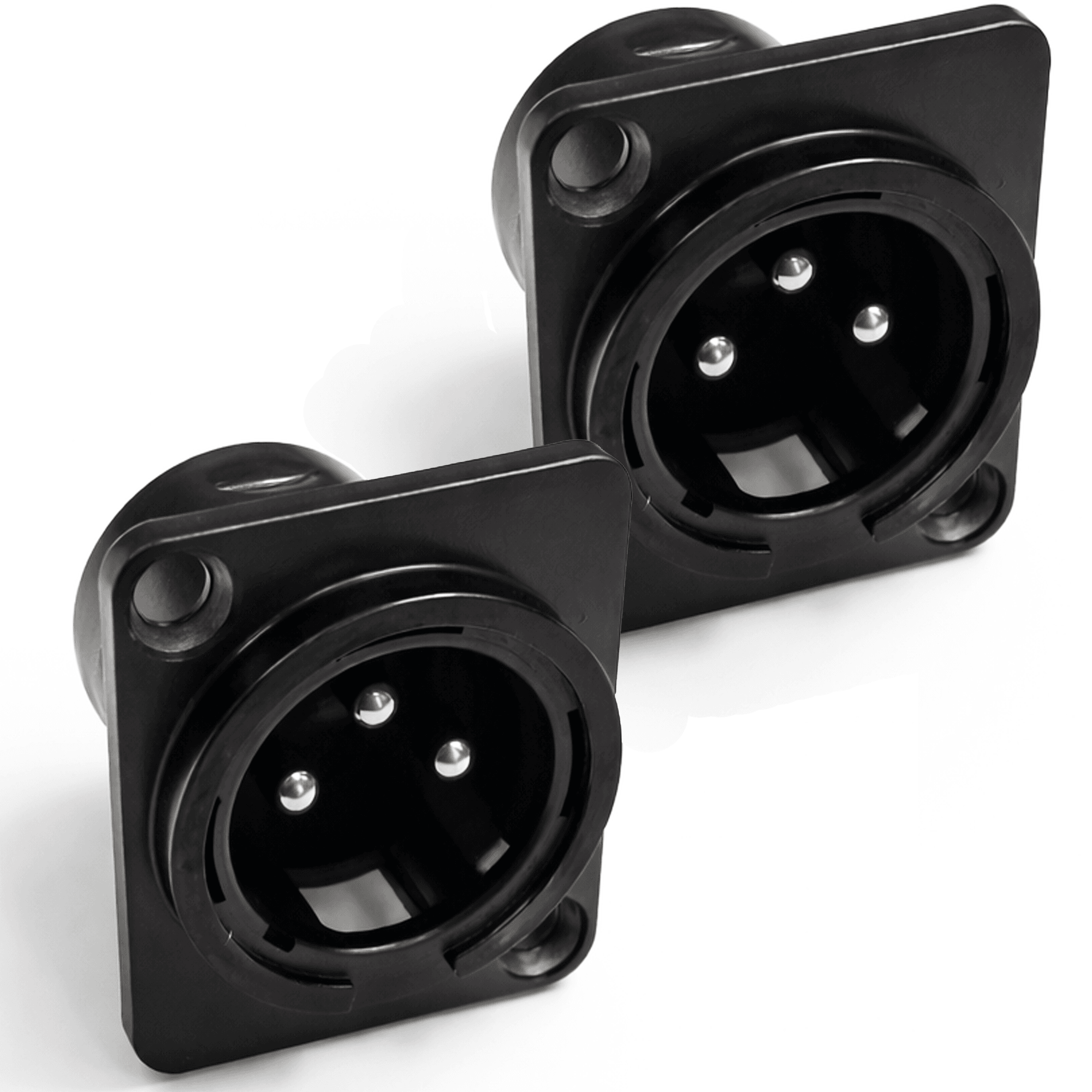 3 Pin XLR Male Chassis Socket Black Twin Pack