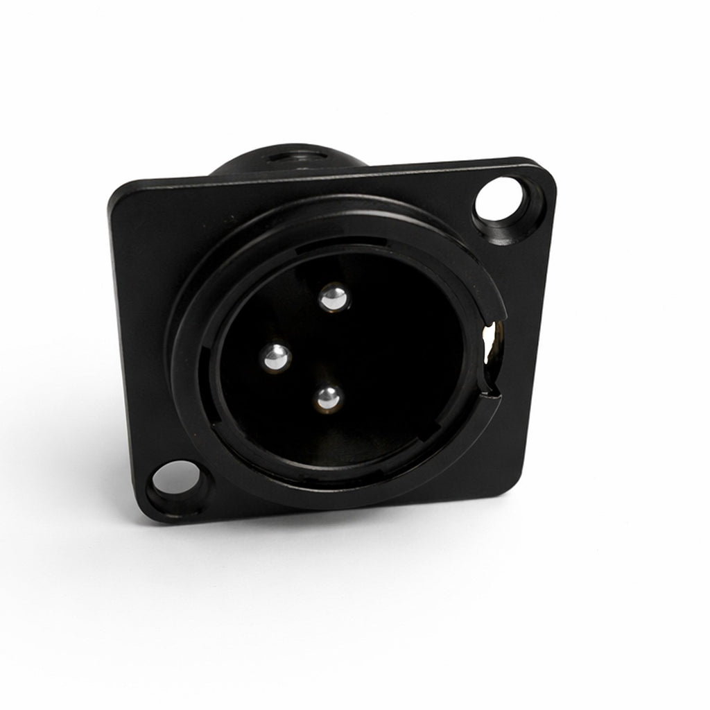3 Pin XLR Male Chassis Socket Black Twin Pack