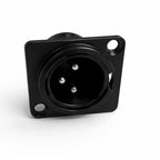 3 Pin XLR Male Chassis Socket Black Twin Pack