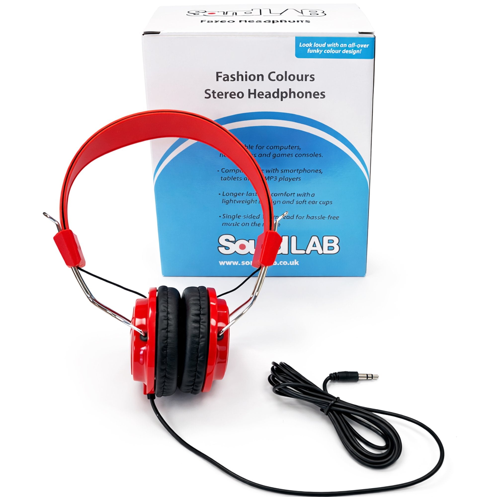 Comfort Digital Stereo Red Headphones with Single 1.5m Lead
