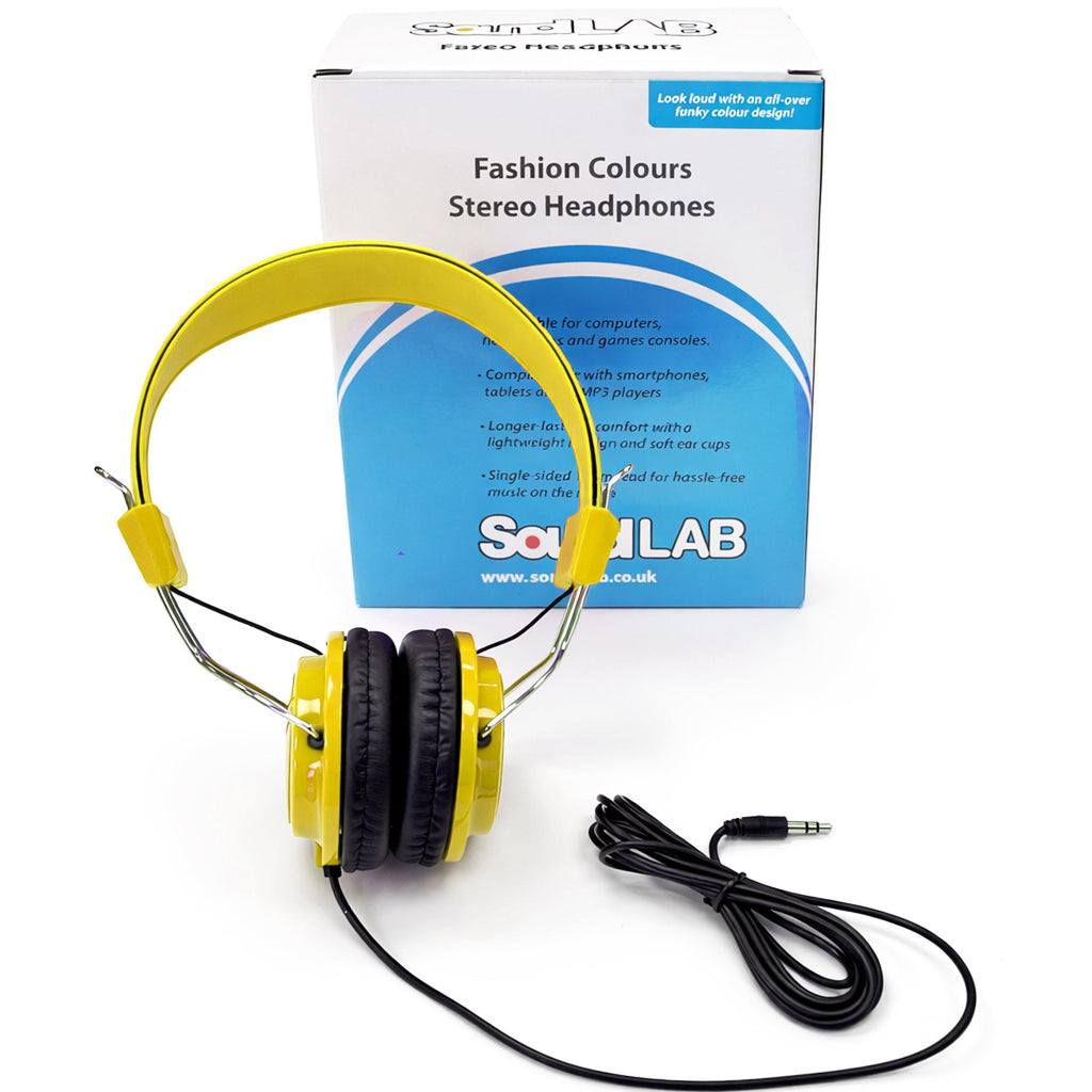 Comfort Digital Stereo Yellow Headphones with Single 1.5m Lead