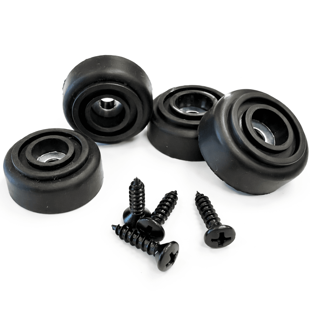 Black Rubber Feet with Integral Steel Wash inc Fixing Screws - Set of 4