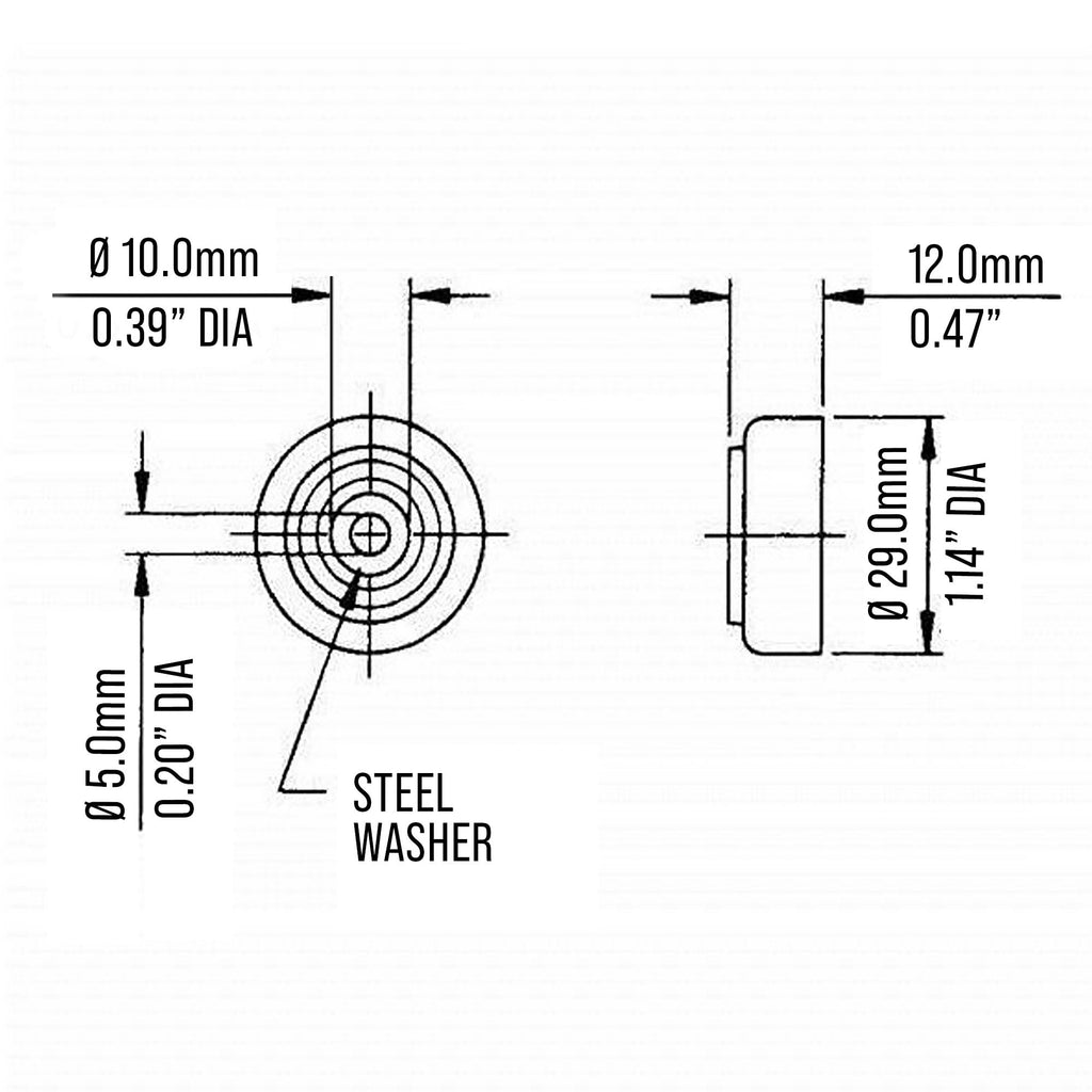 Black Rubber Feet with Integral Steel Wash inc Fixing Screws - Set of 4