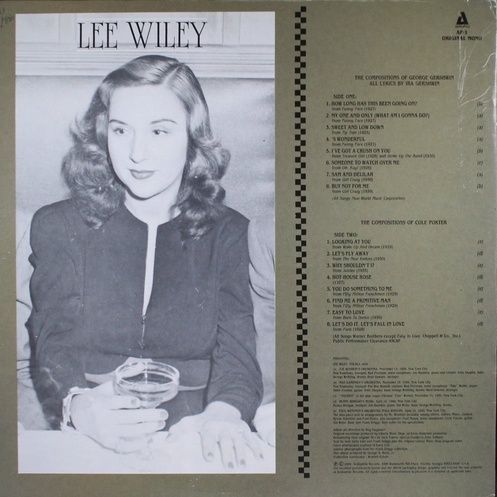 Vinyl Record of Lee Wiley Title Sings The Songs Of George & Ira Gershwin & Cole Porter