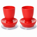 Pair of Egg Cups with Suction Base Eating Mobility Aid Red
