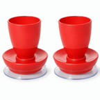Pair of Egg Cups with Suction Base Eating Mobility Aid Red