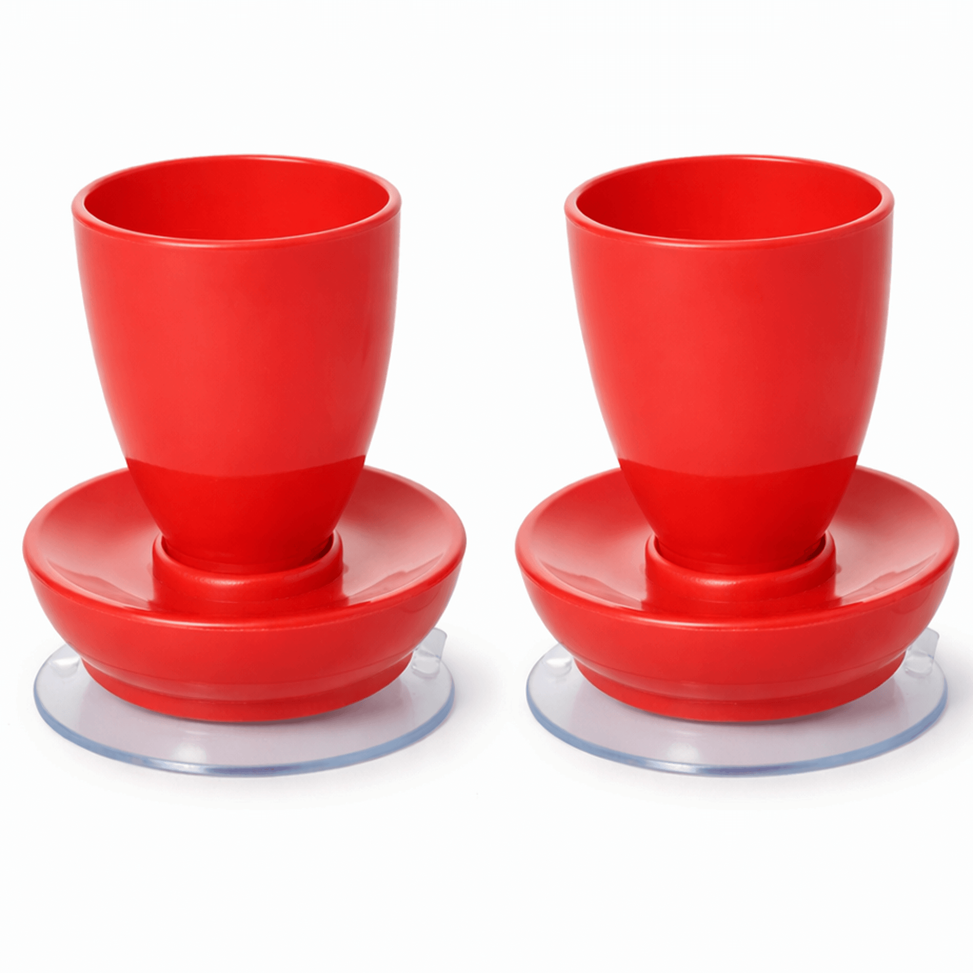 Pair of Egg Cups with Suction Base Eating Mobility Aid Red