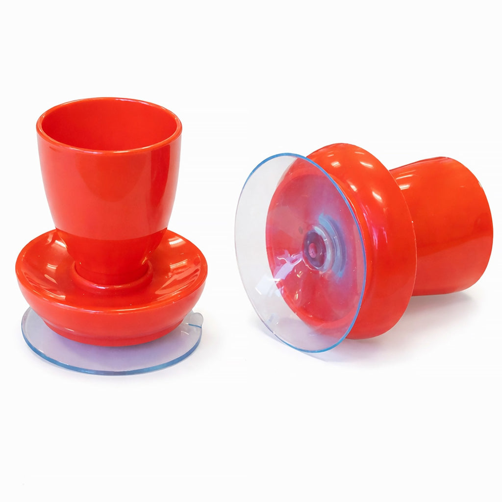 Pair of Egg Cups with Suction Base Eating Mobility Aid Red