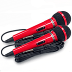 Pair of Handheld Dynamic Microphone in Red with 2.8m Lead