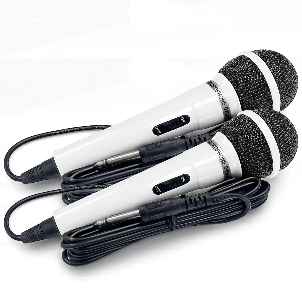 Pair of Handheld Dynamic Microphone in White with 2.8m Lead